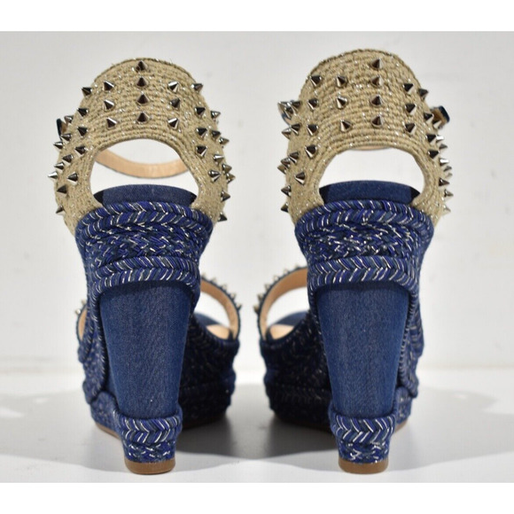Christian Louboutin Madmonica 120 Blue Denim Platform Wedge Sandal Heel Pump 40 - Picture 11 of 12